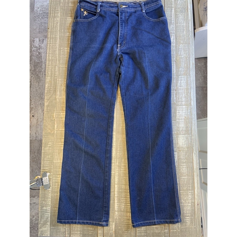 Vintage Braxton Stretch Jeans Womens 33 Blue‎ Denim Embroidered Flared Leg 31x29